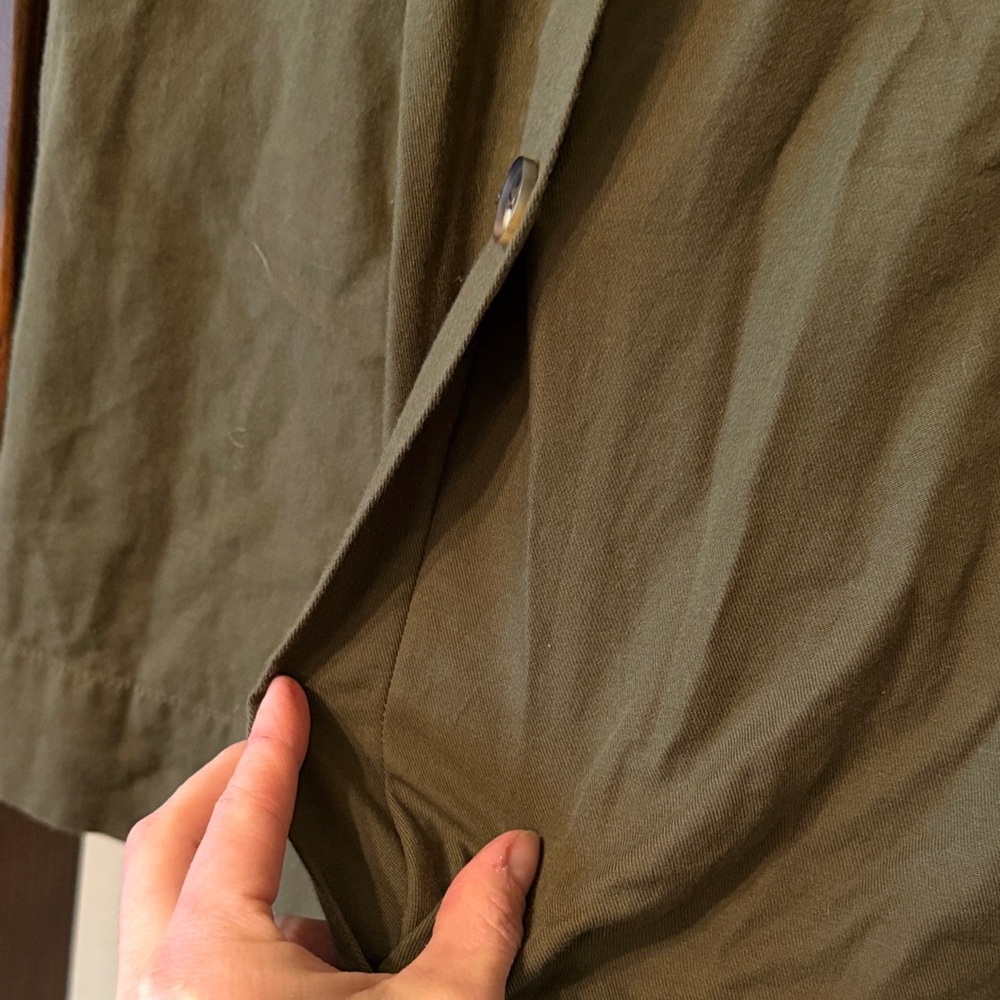 Madewell Olive Green Button-Front A-Line Skirt - Picture 3 of 6